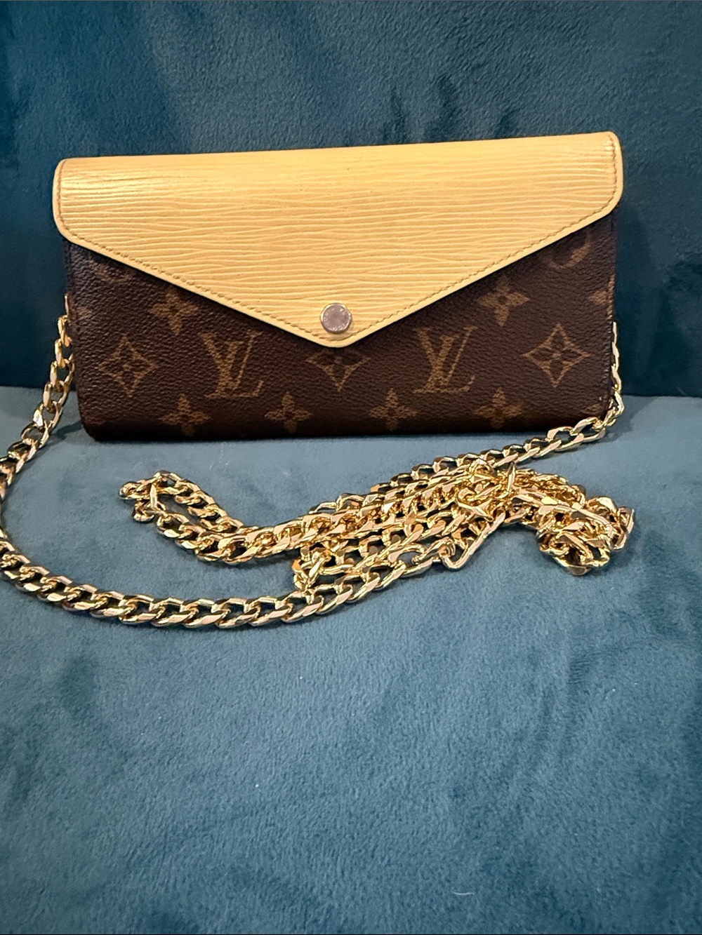 Louis Vuitton Brown Monogram Crossbody with Cream Flap and Gold Chain